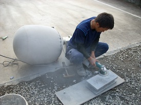 ハート形の風窓のある塗り壁