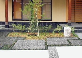 洗い出し、平板、床仕上げ、舗装素材、施工例